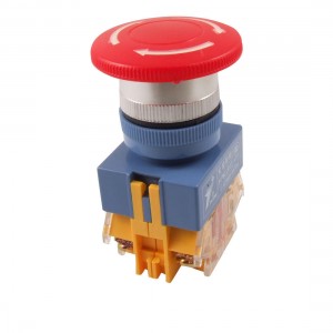 AC 660V 10A 1.5" Red Sign Mushroom Emergency Stop Push Button Switch 1 NO 1 NC