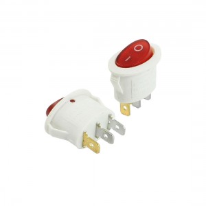 AC 6A/250V 10A/125V 3 Pin ON-OFF SPST Red Light Oval Rocker Switch 2 Pcs