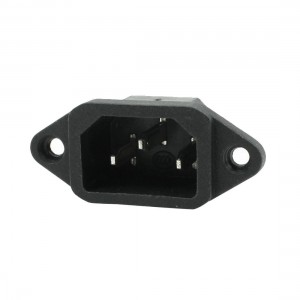 10A 250VAC 3 Pin Panel Mounting Male C14 Power Plug Adapter Connector Black