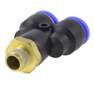 Air Piping 3 Ways 12mm x 1/4" PT Male Thread Y Shape Quick Fitting Coupler