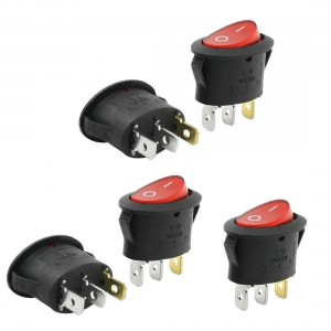5 Pcs 3 Pin SPST ON/OFF Red Light Oval Rocker Switch 6A/250VAC 10A/125VAC