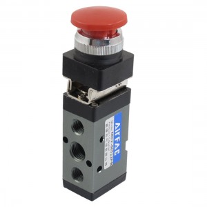 MSV-86522PB 1/4" PT 2/5 Way Momentary Red Mushroom Button Air Mechanical Valve