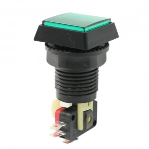 Green Square Cap NO NC Illuminated Push Button Switch AC 125V/250V 15A