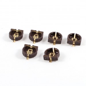 6PCS Brown Plastic Shell CR1220 Button Cell Battery Socket Holder Case