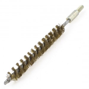 6mm Thread 12mm Diameter Metal Wire Tube Brush Cleaning Tool Gold Tone