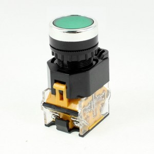 380VAC 10A Press Type Momentary Button Switch w Green Light Indicator