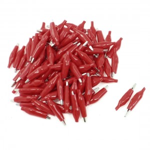 Disposable Red Plastic Covered 35mm Metal Alligator Clips 100 Pcs