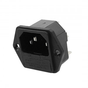Blk IEC320 C14 Inlet Male Power Plug Socket AC 250V 10A w 3 Pin Terminals