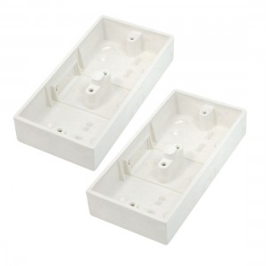 2 Pcs 172x86x33mm White PVC Surface Mounted Wallpanel 2 Gang Junction Box Case