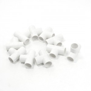 10 Pcs 16mm Hole 3 Ways White PVC Pipe Tee Shaped Connectors Fittings