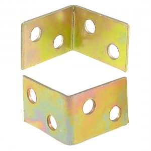 2 Pcs 25mm x 16mm x 25mm Chair Door Brackets Metal Corner Braces Brass Tone