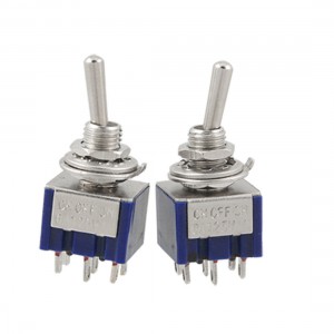 AC 125V 6A DPDT 6 Pin 3 Position Blue ON-OFF-ON Toggle Switch 2Pcs