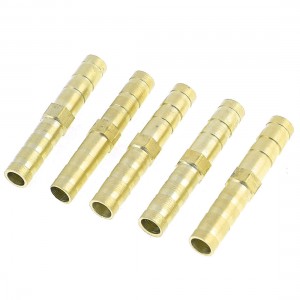 5 Pcs Gold Tone Brass Straight Hose Connector Joiner
