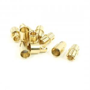 5 Pair 8mm Gold Tone Metal Bullet Plug Female Male Connector for RC Helicopter