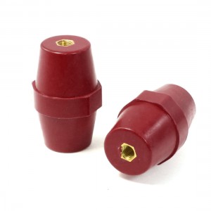 10mm 0.39" Dia Female Brass Thread Red Bus Bar Insulator Support 2 Pcs