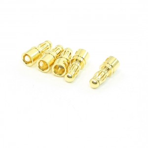 5 Pcs Gold Tone Metal RC Banana Bullet Plug Connector Male 3.5mm