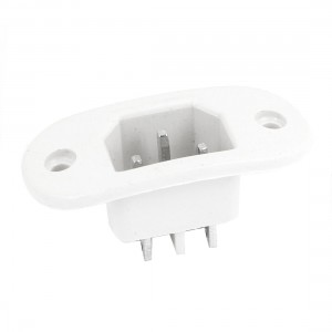 White Case 3 Pins Flat Head C14 Male Plug Power Inlet Socket AC 250V 10A