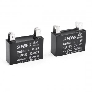 CBB61 Metalized Polypropylene Film Motor Run Capacitor AC 450V 1uF 2pcs