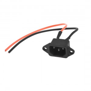 Black Plastic Shell AC 250V 10A IEC320 C14 Power Socket Adapter w 20cm Wire