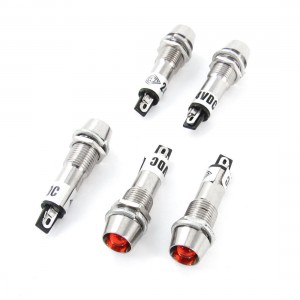 5 Pcs DC 24V 8mm Holing Recessed Red Light Signal Indicator Pilot PED-8