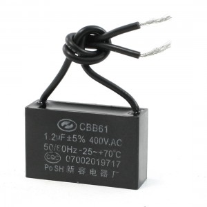 AC 400V 1.2uF 50/60Hz Wired Polypropylene Film CBB61 SH Motor Capacitor
