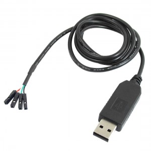 DC 3.3-5V 4 Port 4P Microcontroller USB to TTL Cable Black 1M