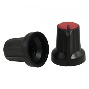 5 Pcs 10mm Top Dia Black Knobs w Red Mark for Potentiometer Pot