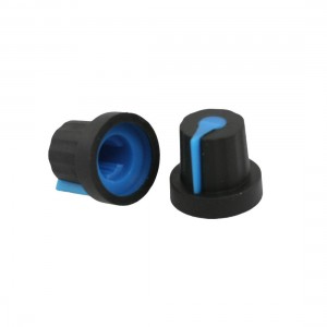 5 Pcs 6mm Split Shaft Insert Dia Blue Mark Black Potentiometer Knobs Caps