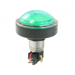 AC 250V/125V 15A 12V DC Lamp Green Circular Push Button Switch