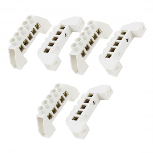 6 Pieces 5 Position Copper Tone Terminals Connector White