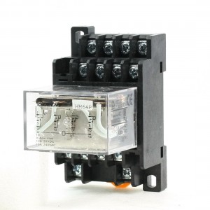 35mm DIN Rail 12V AC Coil 4PDT 14P General Purpose Power Relay LY4J w Base