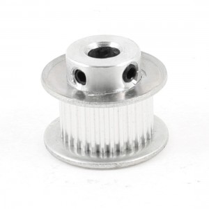 Silver Tone Aluminum Alloy 30 Teeth 6.35mm Pilot Bore Screwed Timing Pulley