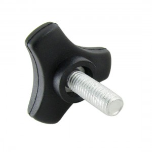 40mm Blk Head Diameter M8 Male Thread Three Prongs Knob