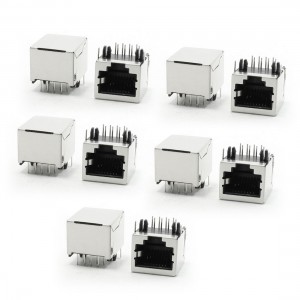 10 Pieces Stainless Steel Shielded 8P8C RJ45 PCB Jacks Connectors 18mm Long