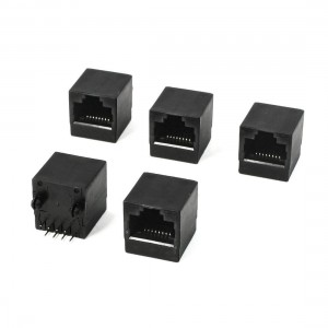 5Pcs Plastic Shell Right Angle 8P8C RJ45 Network PCB Jacks 0.6" x 0.6" x 0.6"
