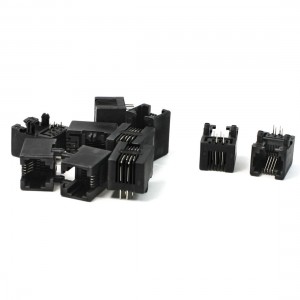 10 Pcs RJ11 4Pin Modular Network PCB Jacks Ports 17.5mm Length for WAN Network