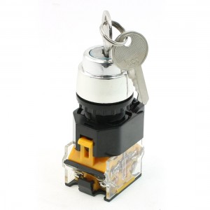 AC 380V 10A Two 2 Position Rotary Key Lock Select Selector Switch 1 NO 1 NC