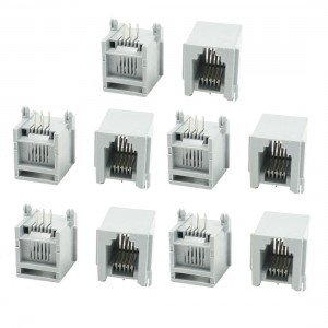 10 Pcs RJ11 6P4C PCB Jacks Connectors Gray Ports 0.6" Length for Ethernet