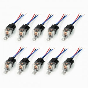 10PCS Plastic Socket Green Pilot Lamp SPST NC 4P Car Security Relay 24VDC 40A