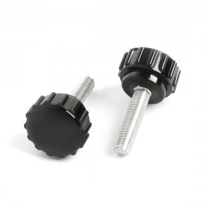 2 Pcs 5mm Male Thread Diameter Screw On Type Grip Knurled Knobs