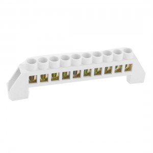 10 Way Bridge Copper Tone Screw Terminals Block Connector White