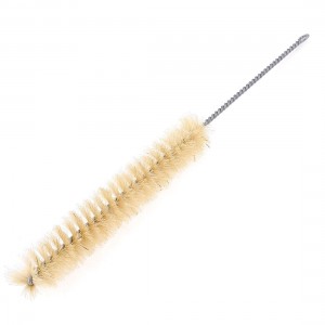 Stainless Steel Handle Beige Bristles Laboratory Test Tube Bottle Cleaner Brush