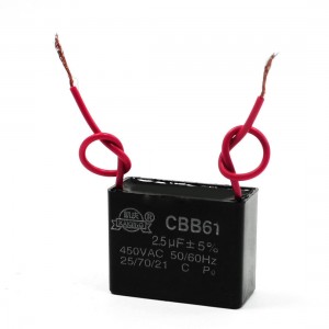 CBB61 AC 450V 2.5uF 50/60 Hz Wire Motor Run Capacitor