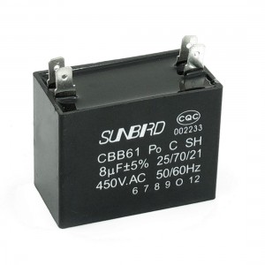 CBB61 8uF 5% 450V AC Polypropylene Film 4 Pin Terminals Motor Capacitor