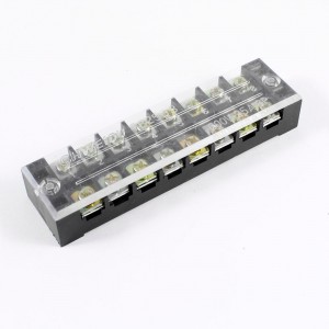 600V 25A Dual Rows 8P 8 Positions Covered Barrier Screw Terminal Block