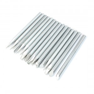 15 Pcs Silver Tone Point + Slotted W 45 Degree Bevel Bit Soldering Iron Tip