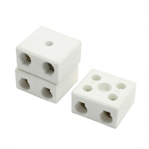 5A 2W5H 2 Way 5 Hole Connector Porcelain Ceramic Terminal Block 3 Pcs