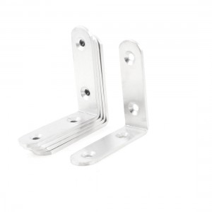 5Pcs 2.6" x 2.6" Round End 90 Degree Corner Bracket Silver Tone