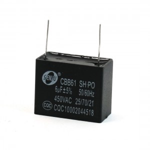 Black Air Conditioner Fan Motor Run Capacitor 6uF 450V AC
