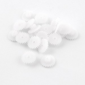20 Pcs White Plastic 13mm x 1.5mm Two Layers Models Wheel Gears